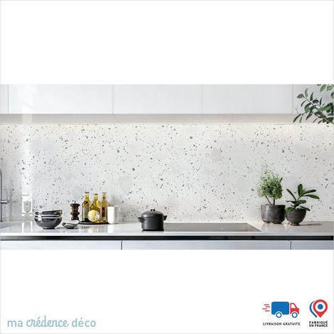 Crédence : Terrazzo brut - Couleur Gris clair - Alu composite - 60 - 120 (1/3)