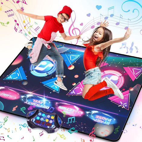 Double tapis de danse pour filles, grand tapis de danse électronique à 8 touches, tapis de danse musical avec 2 modes de compétition, 12 jeux, cadeau d'anniversaire idéal pour les filles de 3 à 12 ans