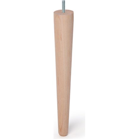 Pied de meuble conique en bois hêtre brut – Hauteur 330 mm – Dimensions 48x48x330 mm – Fixation rapide pour tables et chaises