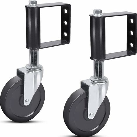 KZQ - Lot de 2 roulettes de portail à ressort en caoutchouc résistant au vieillissement avec plaque de montage universelle, capacité 100 kg, 100 mm, NPTERBL (1/6)