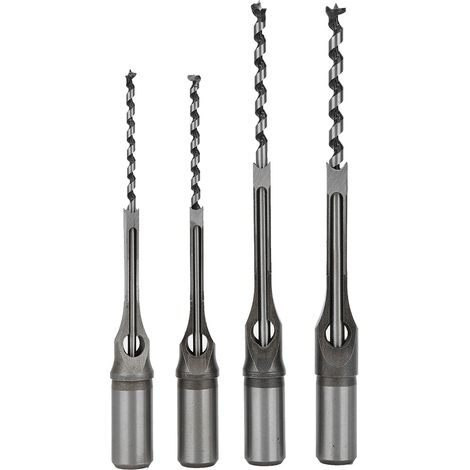 4 Pièces Mèches à Bois en Acier à Roulement pour Perçage Carré, Set de 6 à 9,5mm - Outils de Menuiserie (1/5)