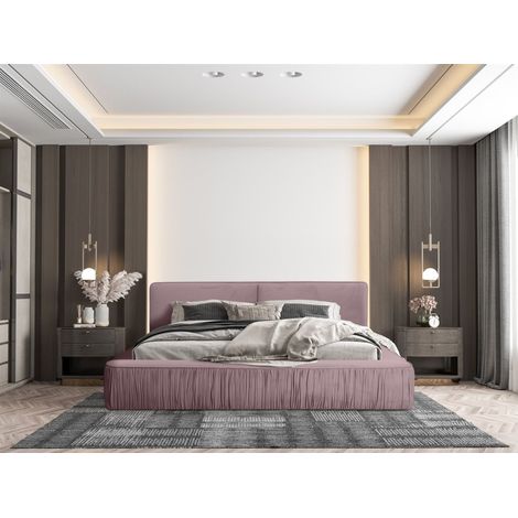 Polsterbett Doppelbett LEXIE 180x200cm Komplettset in Stoff Riviera Rosa (1/5)