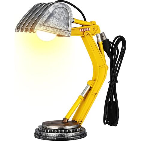 Lampada da tavolo Excavatrice Design Enfant, Lumière Douce Décorative Compacte USB Polyvalente pour Chambre Garçon et Espace Intérieur (1/4)