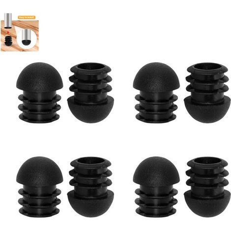8 piezas，Tapón de cabeza redonda，Tapón para tubo de mesa，Accesorio para muebles，Impermeable，16 mm，Tapa de plástico negra (1/5)