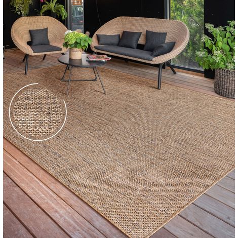 Paco Home Alfombra Cocina Exterior Terraza Jardin Lavar En La Lavadora Motivo Boho Chic 120x160 cm, Beige 2