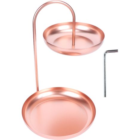 Großzügiger, zweistöckiger Obstständer im schlichten nordischen Stil mit roségoldenen Metalltabletts für Snacks, Büro, Zuhause oder Empfangsbereich (1/5)