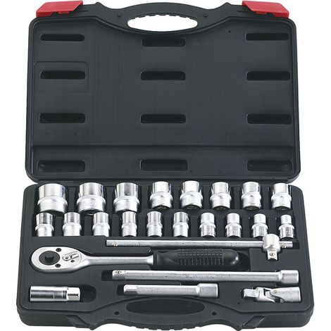COFFRET 24 PCS CLE A CLIQUET DOUILLE METRIQUE 1/2" 10-32 MM FERVI 0620