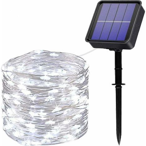 Luci a stringa solari per esterni, 22 m, 200 LED, 8 modalità di illuminazione, filo di rame impermeabile, luci decorative per giardino, matrimoni, feste, patio, camera da letto, balcone. (1/4)