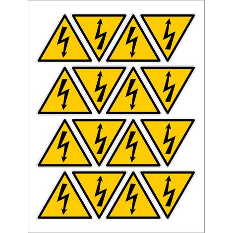 Signaletique.Biz France – Panneau danger électrique – Planche de 16 autocollants 50x40 mm – Impression résistante aux UV – Norme ISO 7010 - C1544