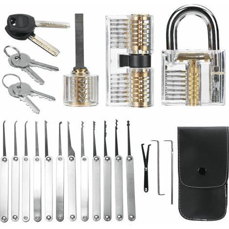 Lock Picking Set Ensemble d'outils de déverrouillage Serrurier Pratique Serrure Pick Extract de clé Cadenas Lockpick Kits d'outils avec sac de transport pour les enfants professionnels début (1/5)