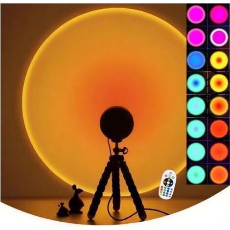 Lampe Coucher de Soleil, Lampe Projection Coucher de Soleil sur Trépied (16 Couleurs) (1/5)
