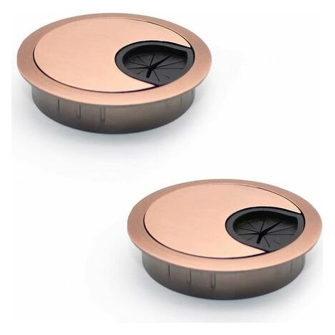 2 Pcs Oeillet De Câble En Métal Pour Oeillet De Sortie De Rangement De Câble De Bureau ,Câbles Ronds Encastrables Doré Luxueux- Passe Cable pour Table Bureau Ø60 mm (1/5)