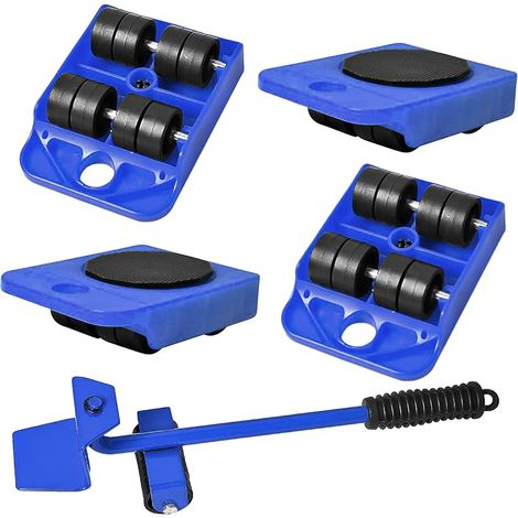 5 Pièces, Outil de Déplacement de Meubles, Roulettes pour Meubles, Deplace Meuble,Coussin Rotatif à 360 Degrés pour L'ensemble de Rouleaux Mobiles de Meubles (bleu)