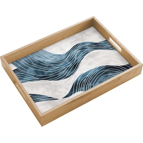 BANDEJA Líneas - Olas - Abstracto - Azul 40x30 cm