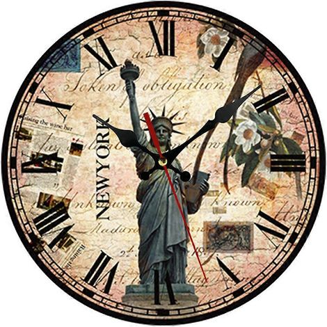 Horloge murale de 30 cm (12 pouces), horloge murale de salon, horloge murale antique, horloge murale simple en bois - Cq434-7 (1/5)
