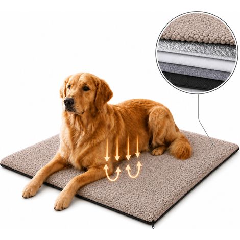 Panier Autochauffant BALU pour Chiens et Chats, Tapis Chauffant sans Électricité, Lavable, Kaki 90 x 120 cm (1/5)