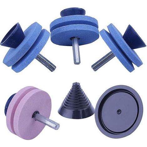 4pcs Meule Double Face Affûteur de Lame Tondeuse avec Équilibreur de Lame pour Perceuse Électrique à Main (1/5)