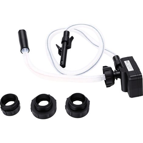 Siphon portable pour réservoir de carburant avec arrêt automatique, alimenté par batterie, avec 3 adaptateurs et tuyau de 48 pouces, noir. (1/5)
