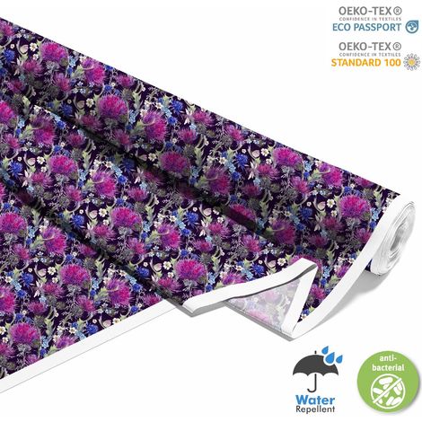 OUTDOOR DEKOSTOFFE OXFORD - Motiv Disteln und Blumen