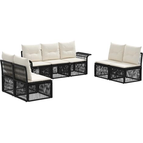 Gartensofa-set 7 pcs Schwarz Poly-Rattan vidaXL