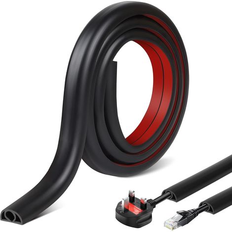 Mini Cache Câbles, Auto-adhésif Goulottes Passe Cable de 1 m, Goulotte Autocollante en PVC Flexible Passe Cable Sol, Goulotte Electrique, Cache Fil TV Mural, Bureau Goulotte Noire (1/5)