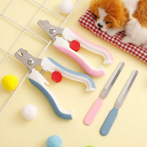 Coupe-Ongles pour Chiens, 2 Coupe-Ongles Professionnels pour Animaux de Compagnie avec Protection, Outils De Beauté Professionnels pour Petits et Grands Chats et Chiens (Bleu et Rose) (1/5)