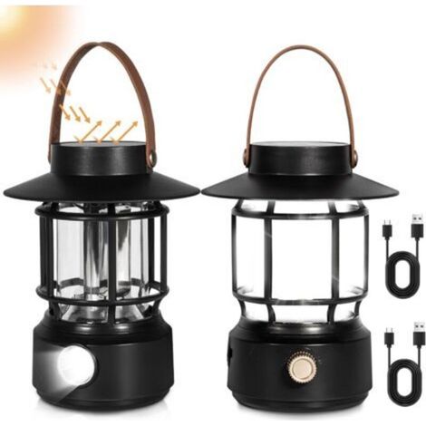 Lot de 1 lanternes de camping à LED, 1 000 lm, lampes solaires rechargeables avec lampes latérales pour les urgences (1/5)