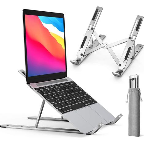 Laptop Stand, Foldable Riser Laptop Stand 6 Angles Adjustable, Non-Slip Aluminum Ventilated Stand Compatible with Laptop, Tablet –Silver (1/5)