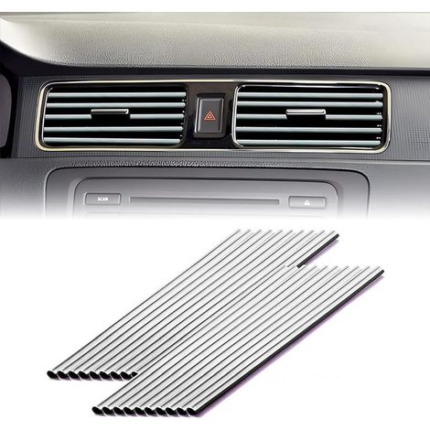 20 IntéRieur De Voiture En PVC Accessoire Les Bouches D'AéRation Droites Interieur Voiture De 20 cm Pour Toutes Morceaux Accessoires(Argent)