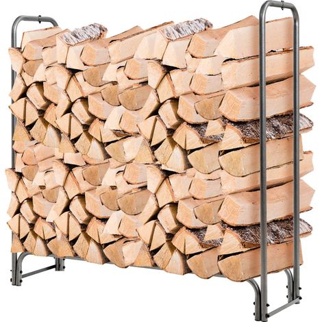 Porta legna 122,5 x 35,5 x 122,5 cm robusto e impermeabile accogliente sera ferro nero 200020929