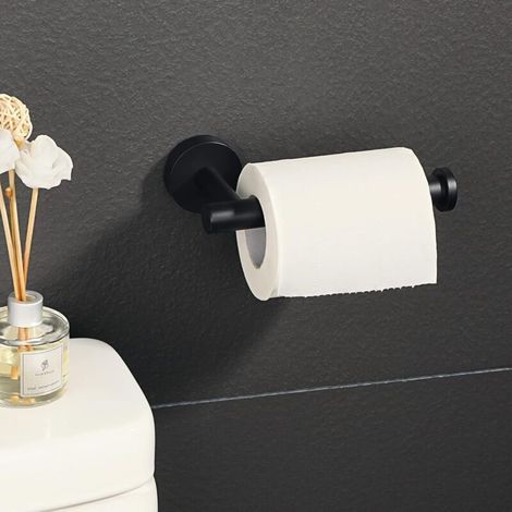 Porte-papier toilette mural, porte-papier toilette en acier inoxydable 304, surface polie, noir mat (1/4)