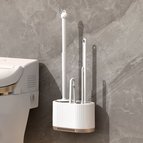 Ensemble de toilettes murales quatre pièces, nettoyage des toilettes sans angle mort, brosse, vidange possible, 191149cm, blanc pur (1/5)