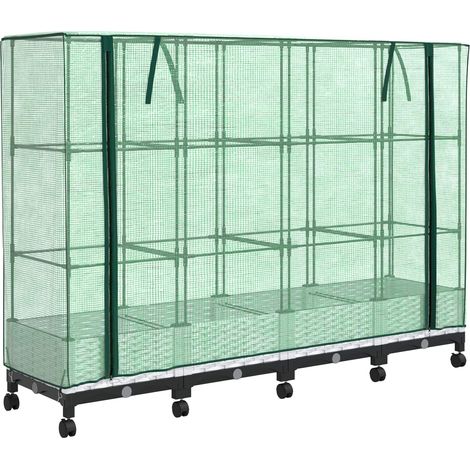 Gartenplanter mit Gewächshausabdeckung und Rädern 4 Stk. Weiß vidaXL