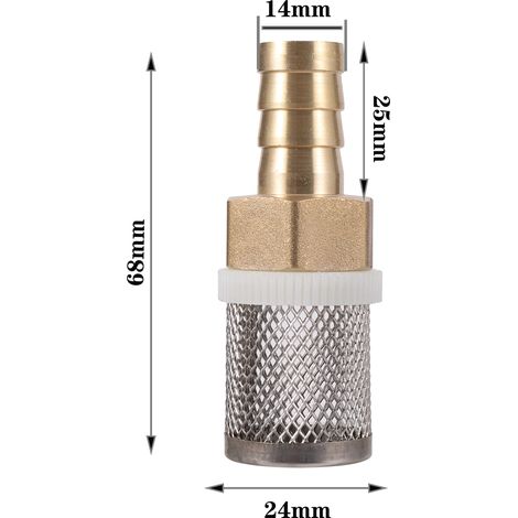 Filtre en maille d'acier inoxydable (14 mm) pour pompe d'irrigation de jardin, protection pour tuyau d'arrosage, filtre en laiton pour le nettoyage de l'eau (1/5)