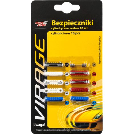 016632 virage - Set di fusibili cilindrici per auto - 10 pezzi.
