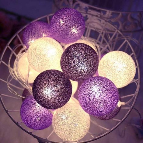 Lichterkette aus Baumwollkugeln, 3,8 m, 20 LEDs, eingebauter Schalter, IP44 wasserdicht, für den Innen- und Außenbereich (1/5)