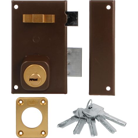 AMIG Serrure en applique et verrous 75 67 x 112 mm Acier Marron - Droite (1/4)