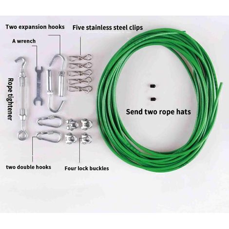 Corde à linge rétractable pour usage extérieur, camping, antidérapante, pour suspendre des couvertures, pour sécher à l'extérieur, pour usage domestique (6 mm x 10 m, verte)