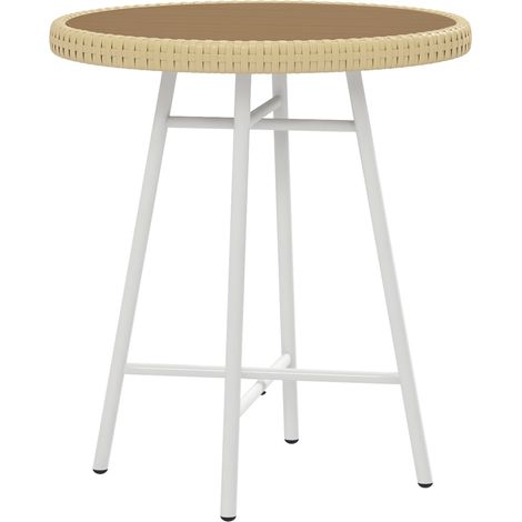 Polyrattan Beistelltisch Gartentisch mit Holzoptik Tischplatte verzinkter Stahlrahmen 50x50x55 cm Natur