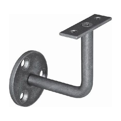 Support équerre pour main courante - Hauteur 80mm barreau rond plein de 12mm avec platine - Fer forgé - À visser - (1/5)