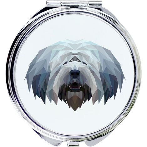Cane da pastore polacco di pianura, PON - specchio con foto e iscrizione geometrica di Art-Dog (1/3)