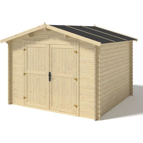 Casetta da giardino in legno - 9m2 - 3x3m - 28mm - colore: naturale - DOM531 (1/5)