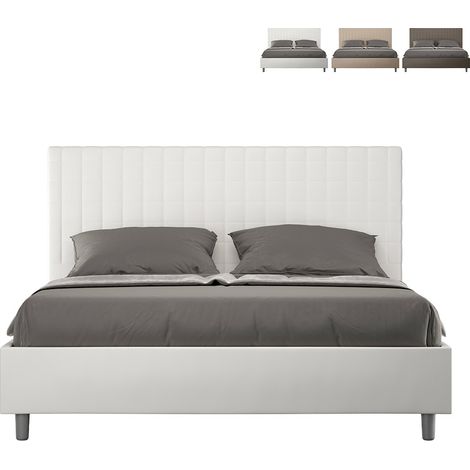 Letto matrimoniale con rete imbottito 160x190 similpelle bianco Sunny (1/5)