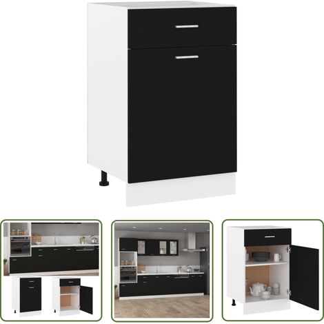 INLIFE Armoire de plancher à tiroir Noir 50x46x81,5 cm Aggloméré (1/5)