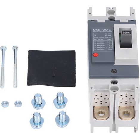Disjoncteur moulé 2P 100A UAB 100C, interrupteur-sectionneur de protection contre les surcharges batterie, dispositif de coupure AC. (1/5)