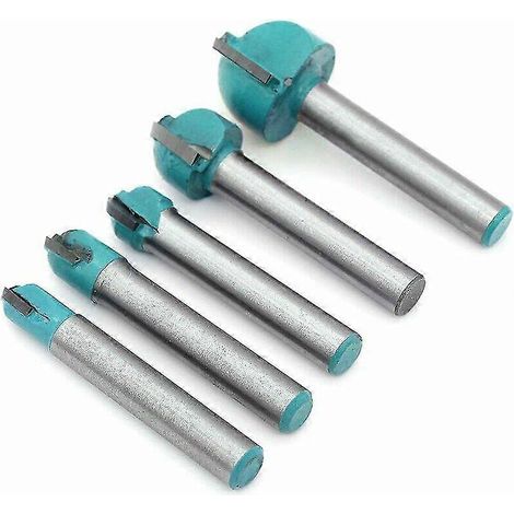 Lot de 5 fraises à rainurer rondes pour défonceuse, queue de 6 mm, outils de travail du bois (6 mm/8 mm/10 mm/12 mm/18 mm). (1/5)