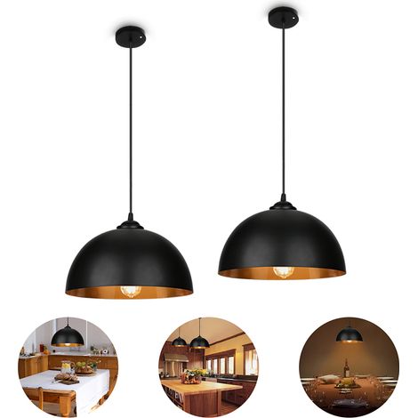 Jiubiaz 2er Set Vintage Pendelleuchte Ø30cm, Höhenverstellbare Industrie Hängelampe Schwarz/Bronze aus Metall, Retro Deckenlampe mit E27 Fassung für Wohnzimmer Esszimmer (Ohne Leuchtmittel)