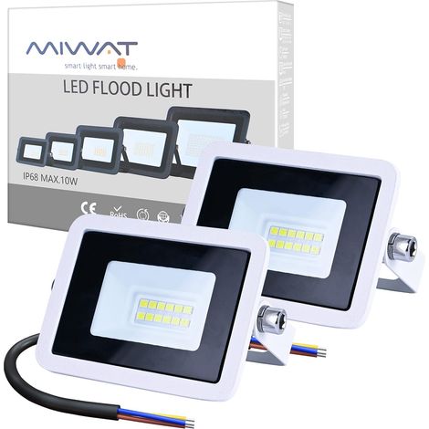 Lot de 2 Projecteurs LED 10W 6000K 900lm Blanc Froid 220V, Lampe Extérieure Ultra Mince pour Jardin Rue Place (1/5)