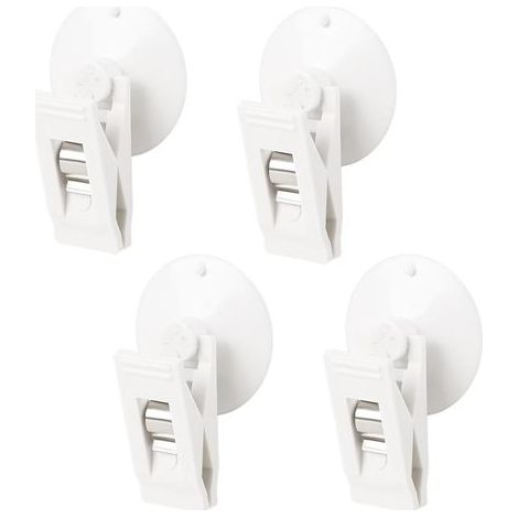 Lot de 4 ventouses blanches étanches pour rideau de douche, clips multifonctions en plastique avec ventouse pour salle de bain, supermarché, fenêtre, maison (1/5)