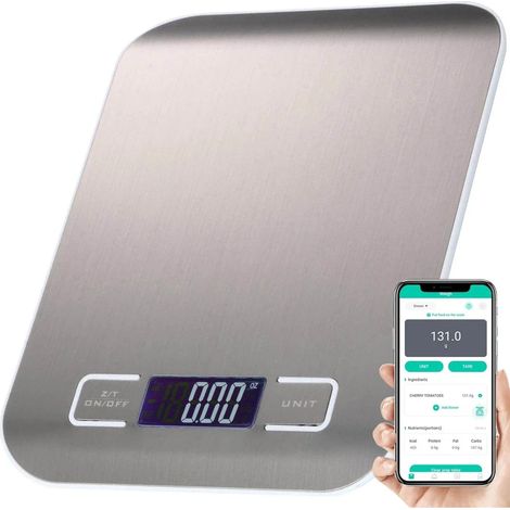 Balance de cuisine intelligente 5 kg/1 g avec application, écran LCD rétroéclairé, fonction tare - Accessoires pour la cuisine et le barbecue